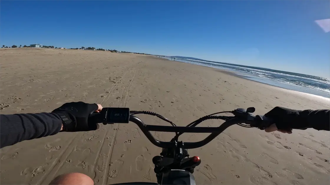 Fat tire e-bike riding on a forest trail