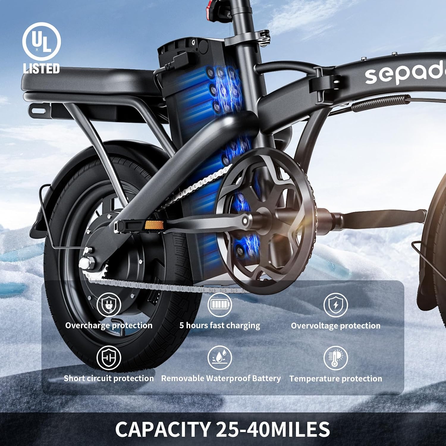 Folding Electric Bike for Adults,750W Peak Motor,20mph Speed,36V Removeable Battery,40miles PAS Range,14 inch Compact Foldable Electric Bike,Folding ebike Adults for Riding Commuting