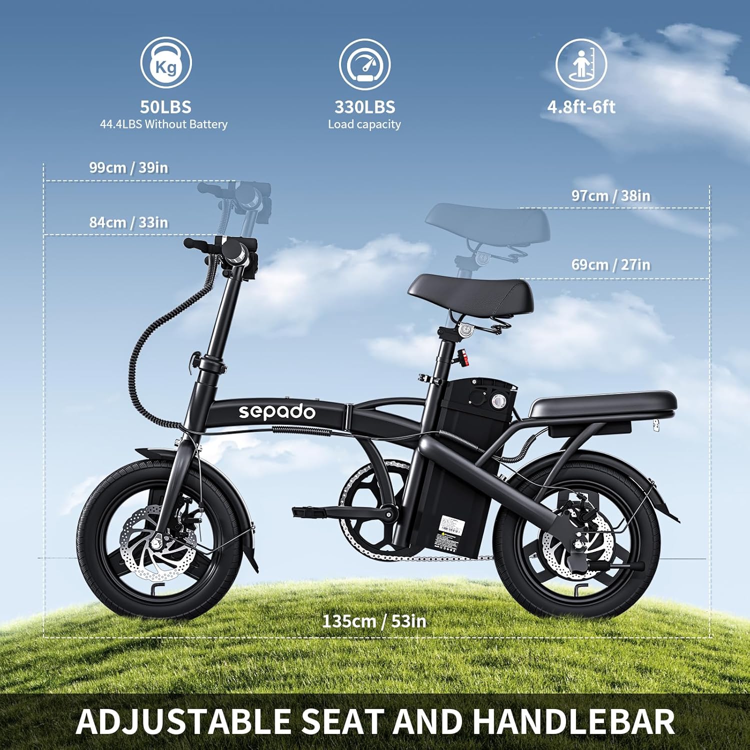 Folding Electric Bike for Adults,750W Peak Motor,20mph Speed,36V Removeable Battery,40miles PAS Range,14 inch Compact Foldable Electric Bike,Folding ebike Adults for Riding Commuting