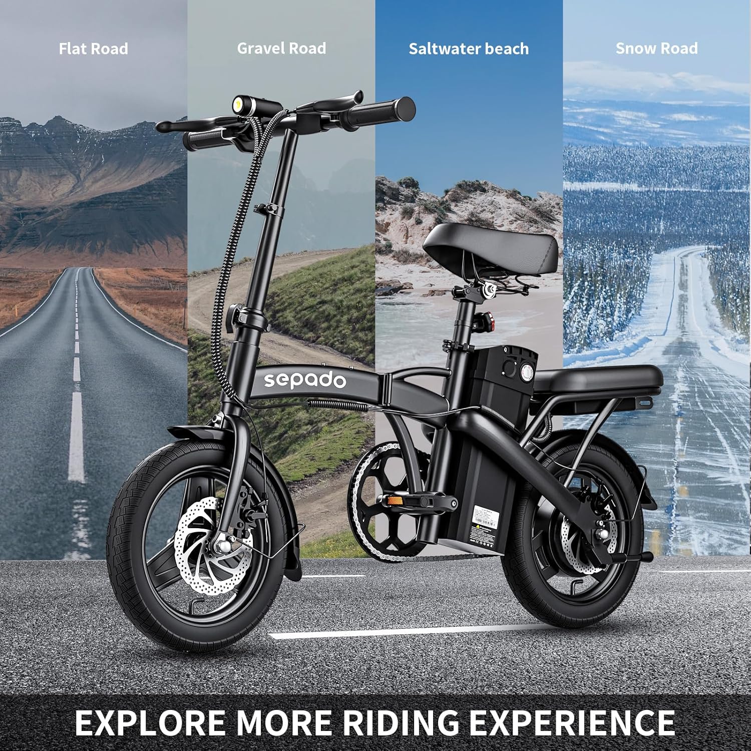 Folding Electric Bike for Adults,750W Peak Motor,20mph Speed,36V Removeable Battery,40miles PAS Range,14 inch Compact Foldable Electric Bike,Folding ebike Adults for Riding Commuting