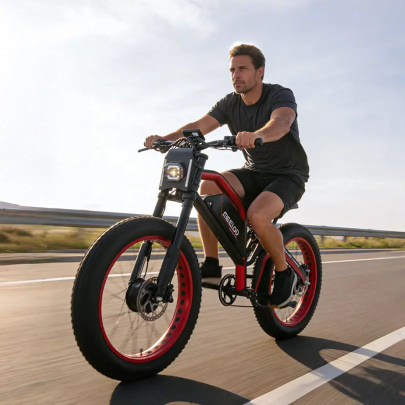A man riding a Meelod XT600DL on the road
